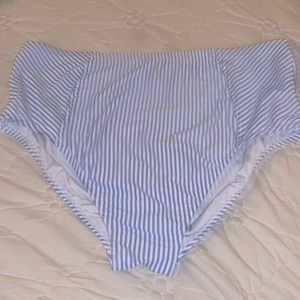 Seersucker High-Waisted Bikini Bottom